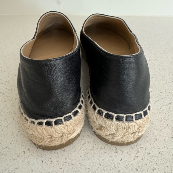 CHANEL CC Logo Black Leather Espadrille Flats EU 37 - Picture 7 of 12